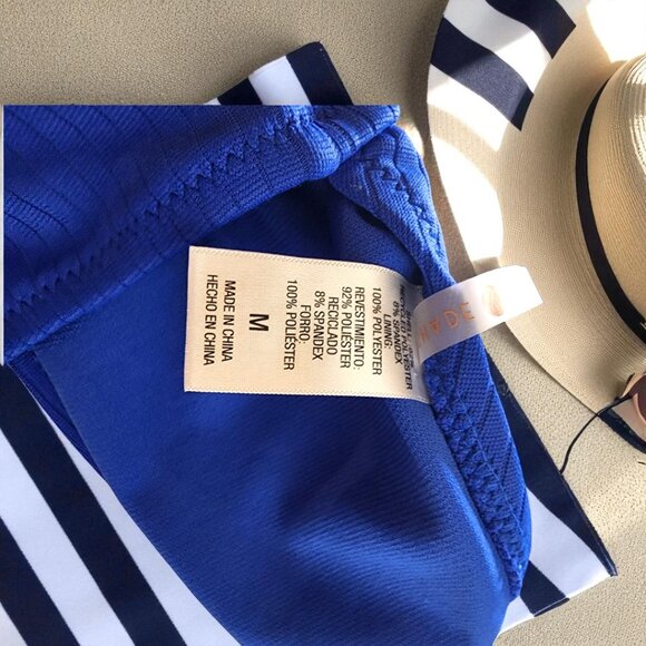 Shade & Shore Blue Bikini Set – Size M – Ruched Bottom, Ruffle Trim, NWT - Picture 4 of 4